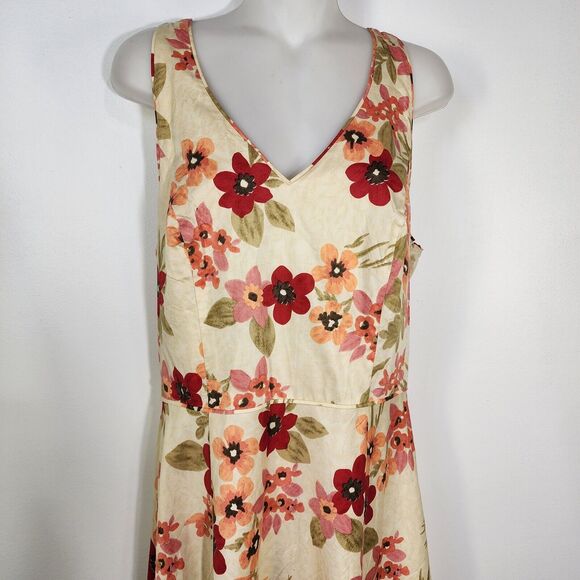 Ann Taylor LOFT Womens Dress Size 12 Fit and Flare Cotton Floral Halter V Neck - Picture 3 of 10